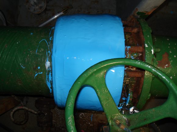 Seawater pipe repair with coating
