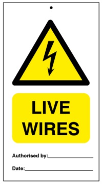 75DF125006KE Tie Tag Live Wires Denfoil