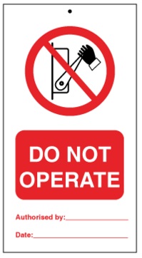 75DF125052KE Tie Tag Do Not Operate Denfoil