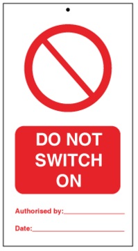 75DF125057KE Tie Tag Do Not Switch On Denfoil