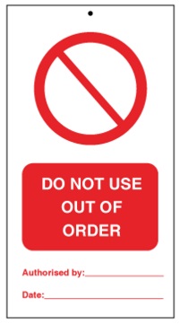 75DF125061KE Tie Tag Do Not Use Out of order Denfoil