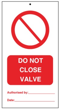 75DF125064KE Tie Tag Do Not Close Valve Denfoil