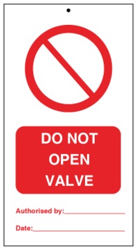 75DF125065KE Tie Tag Do Not Open Valve Denfoil