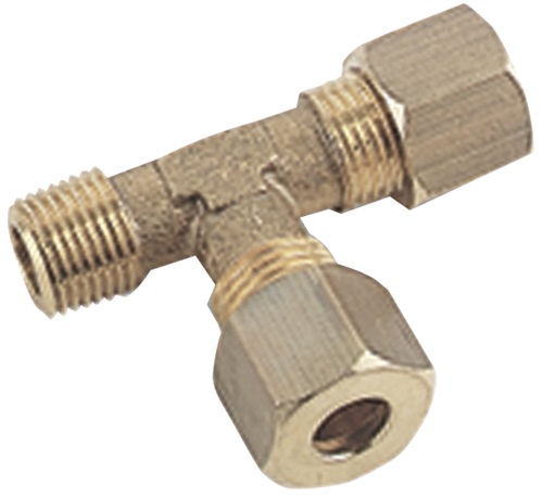 Compression fitting TEE 2xtube + male side Brass